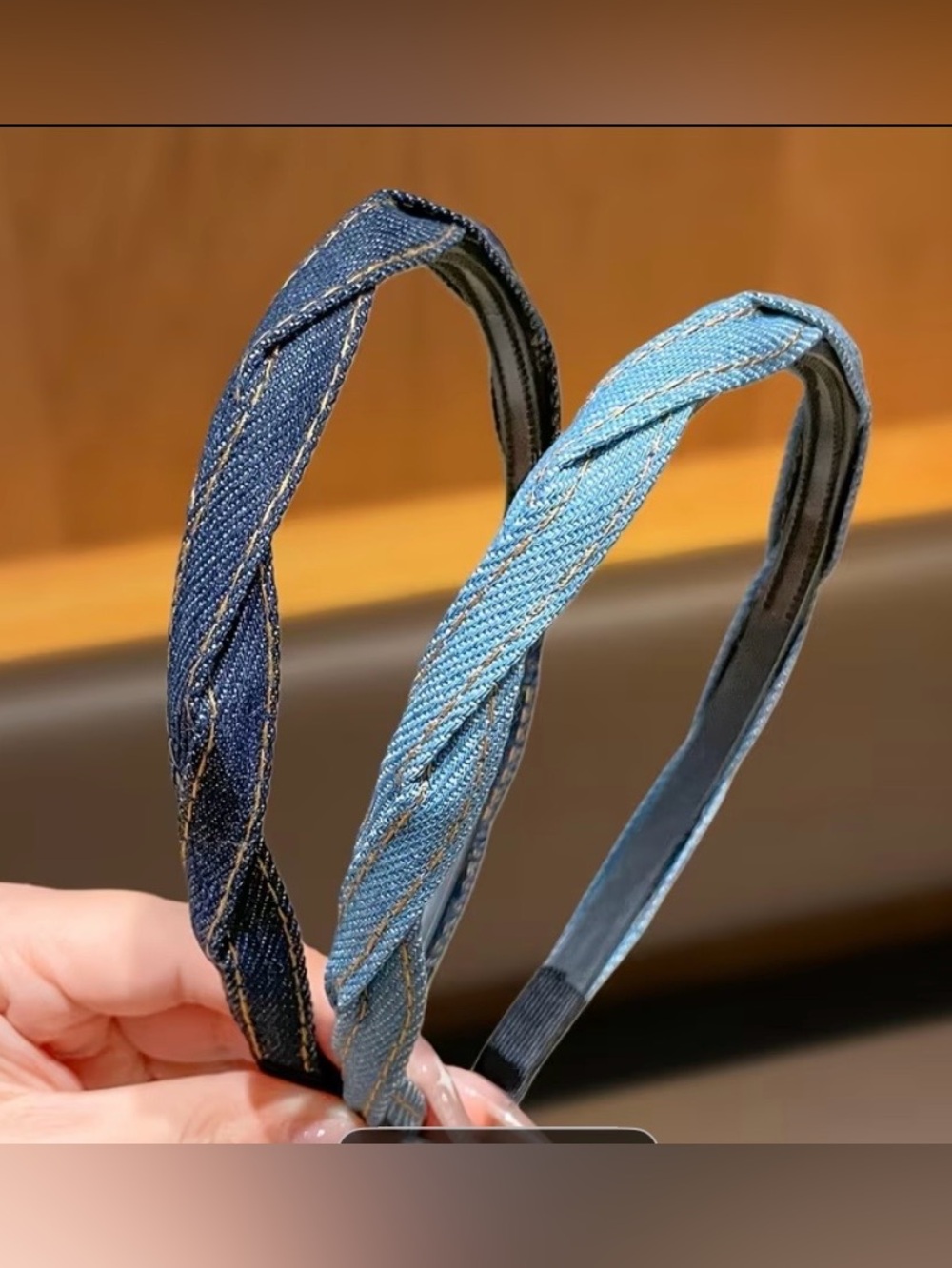 Denim Twisted Headbands - Light & Dark Blue